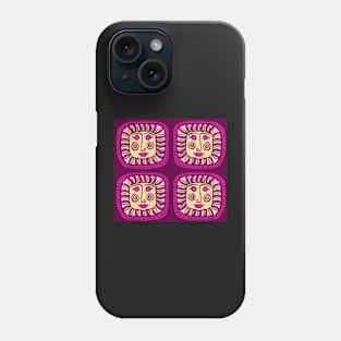 Retro stylised sunmask, seamless pattern Phone Case