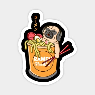 Pug Loves Ramen Noodles Magnet