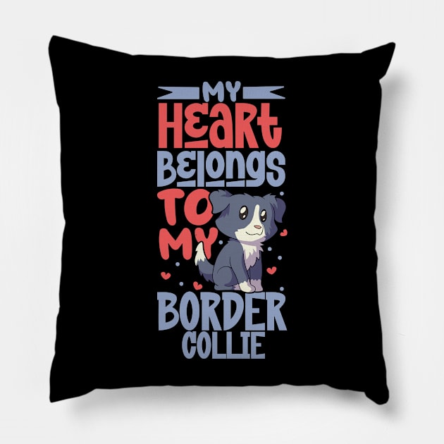 My heart belongs to my Border Collie Pillow by Modern Medieval Design