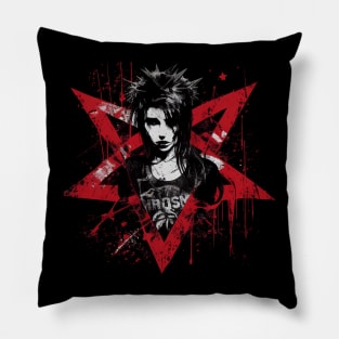 Girl, aesthetic, Occult, Unholy, grunge, Emo, Punk, Satanic, e girl, egirl, goth, baphomet, punk rock, death metal Pillow