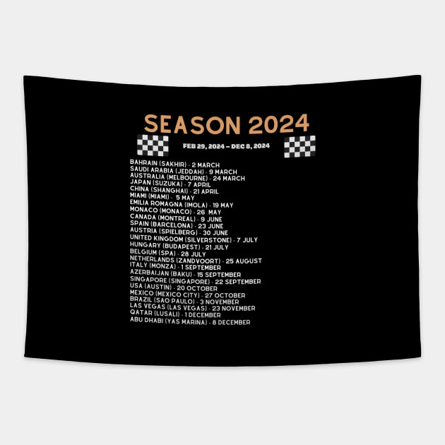 Formula 1 calendar 2024, season 2024 Formula 1 Tapestry TeePublic