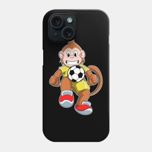 Monkey as Soccer player with Soccer ball Phone Case