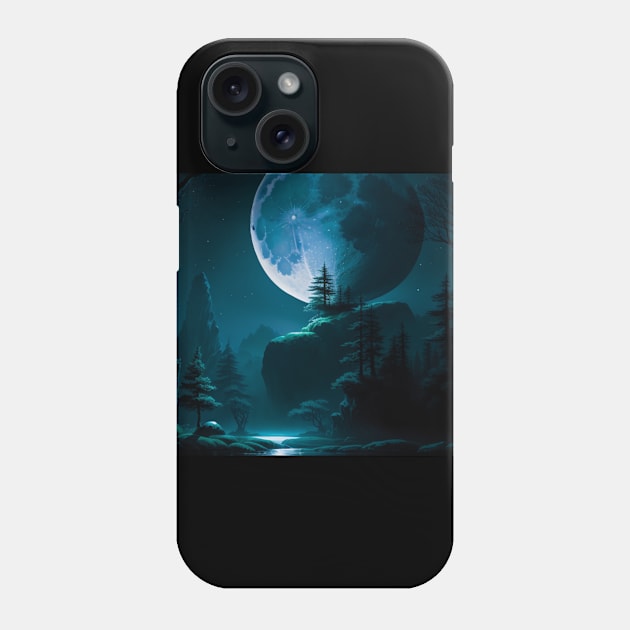 Moonrise in a Dark Forest Phone Case by CursedContent