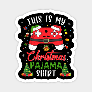 This is My Christmas Pajama Santa Hat Gamer Video Game Games T-Shirt Magnet