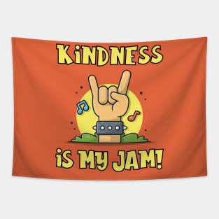 Kindness is My Jam with Rock and Roll Hand Sign Tapestry