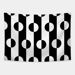 Circles Stripes Black and White Pattern Tapestry