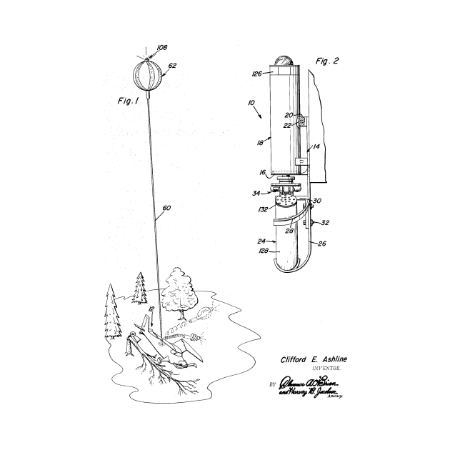 Impact Responsive Distress Signal Device Vintage Patent Hand Drawing by TheYoungDesigns