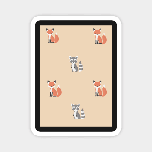 Raccon and fox print pattern Magnet