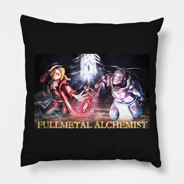 Fullmetal Alchemist Poster (Edward and Alphonse Only) (With Title) Pillow by Arcanekeyblade5