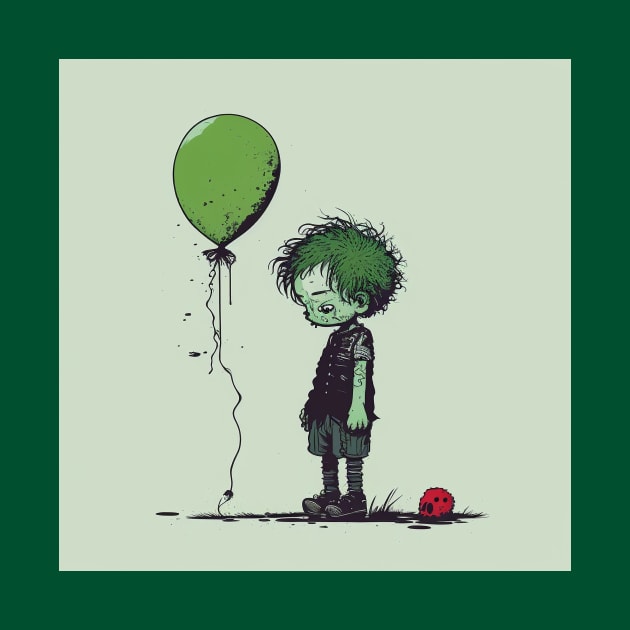 Illustration of Upset Zombie and Balloon by KOTYA