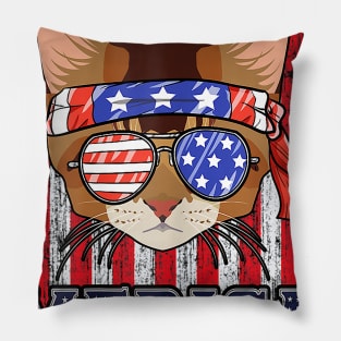 4th Of July Merica Cat Patriotic American Flag Gift Cats Pillow