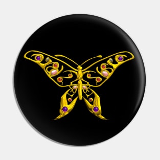 HYPER BUTTERFLY IN GOLD WITH GEMSTONES Pin