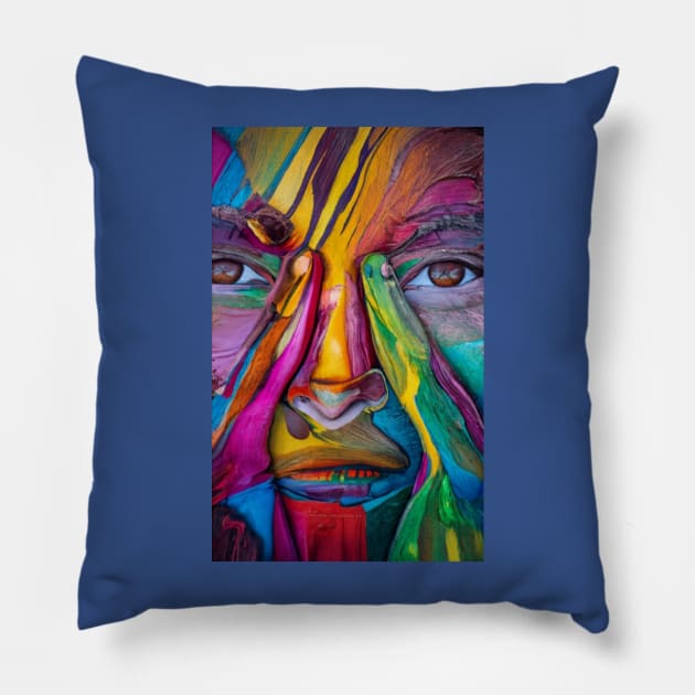 Painted Face Pillow by JimDeFazioPhotography