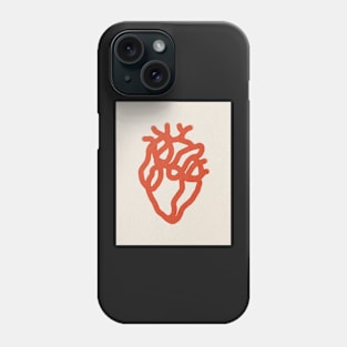 Red heart, Line art Phone Case