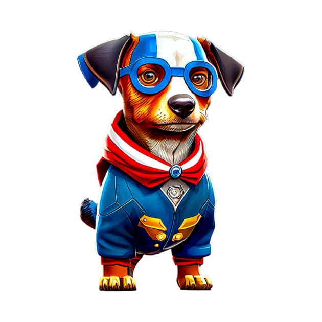 Proud Pup: American Dachshund with Flag Colors and Blue Glasses Tee by fur-niche