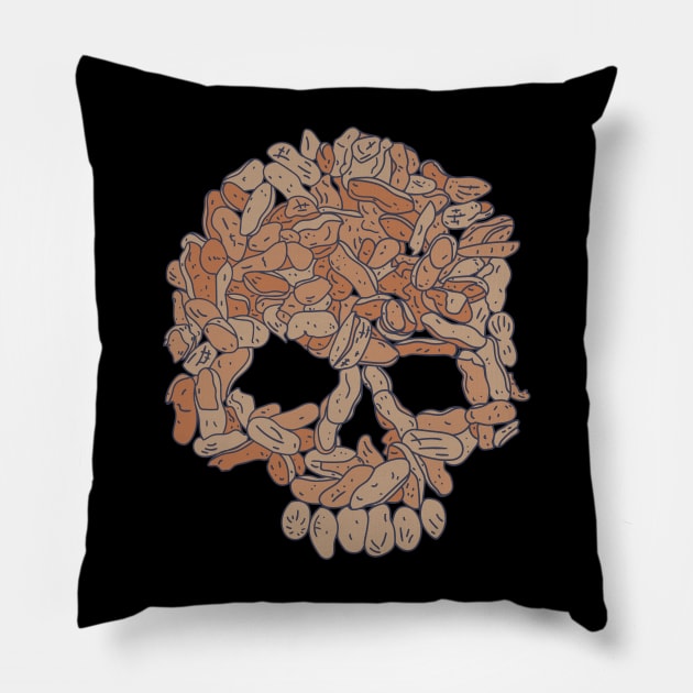 Peanut Allergy - Nut Skull - Death Symbol Pillow by DeWinnes