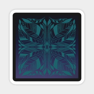 Blue and Purple Symmetrical Leaves Design Magnet