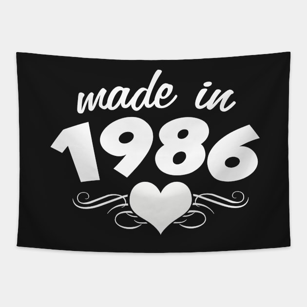 30th birthday gifts for women Made in 1986 Heart Design 30 birthday shirt Tapestry by AwesomePrintableArt