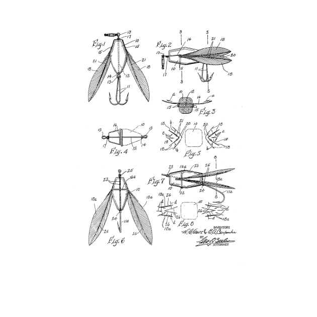 FISHING LURE VINTAGE PATENT DRAWING by TheYoungDesigns