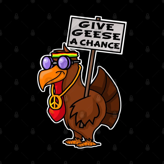 Funny Give geese a chance thanksgiving pun by Duckfieldsketchbook01