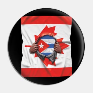 Cuba Flag Canadian Flag Ripped - Gift for Cuban From Cuba Pin