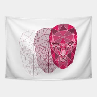 Geometric Female Face in pink Red Tapestry