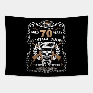 Skull Aged 70 Years Vintage 70 Dude Tapestry