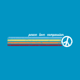 Retro Stripes Peace Love Compassion T-Shirt