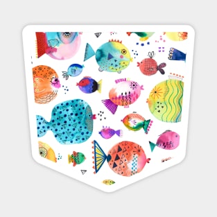 Pocket - Cute Puffer Fishes Watercolor Multi Magnet