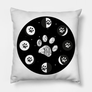 Paw print and moon phases Pillow