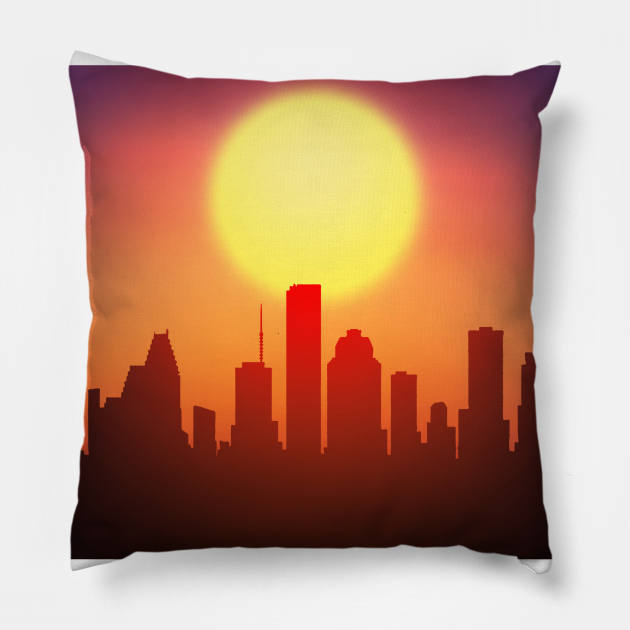 Downtown Sundown Pillow by datjiveturkey