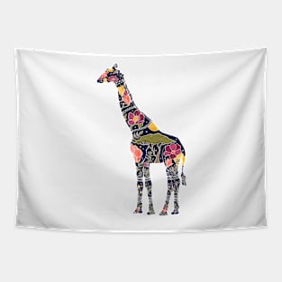 Floral Giraffe Silhouette - Dark Skies Tapestry