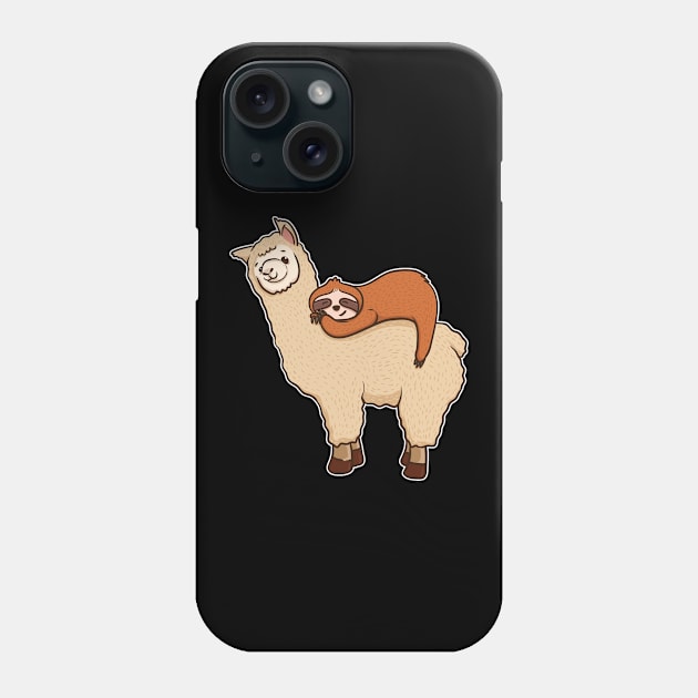 Cute & Funny Sloth Sleeping on Llama Friend Phone Case by theperfectpresents