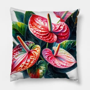 Vibrant Flamingo Flower Decor - Watercolor Flower Pillow
