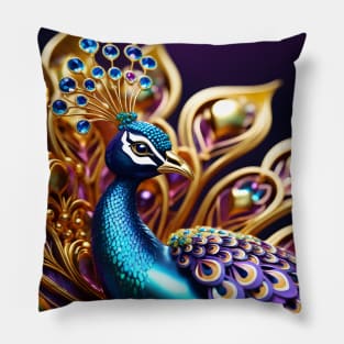 Bejewelled Peacock Pillow