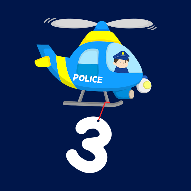 3rd Birthday Police Helicopter Boys 3 Years by samshirts