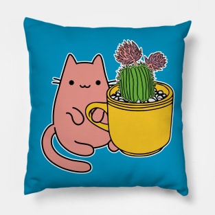 Cactus and happy gardener cat Pillow