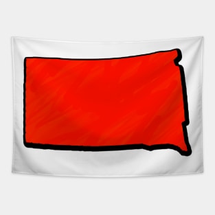 Bright Red South Dakota Outline Tapestry