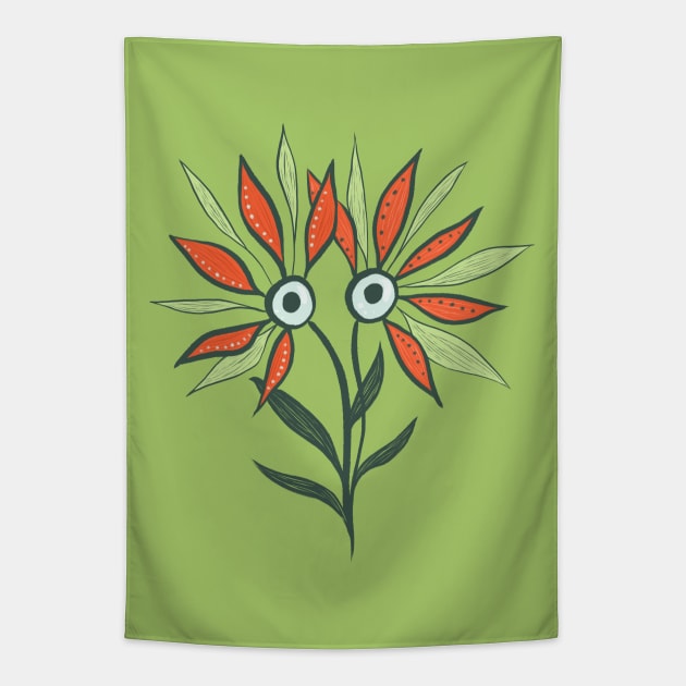 Weird Cute Eyes Character Flower Monster Tapestry by Boriana Giormova