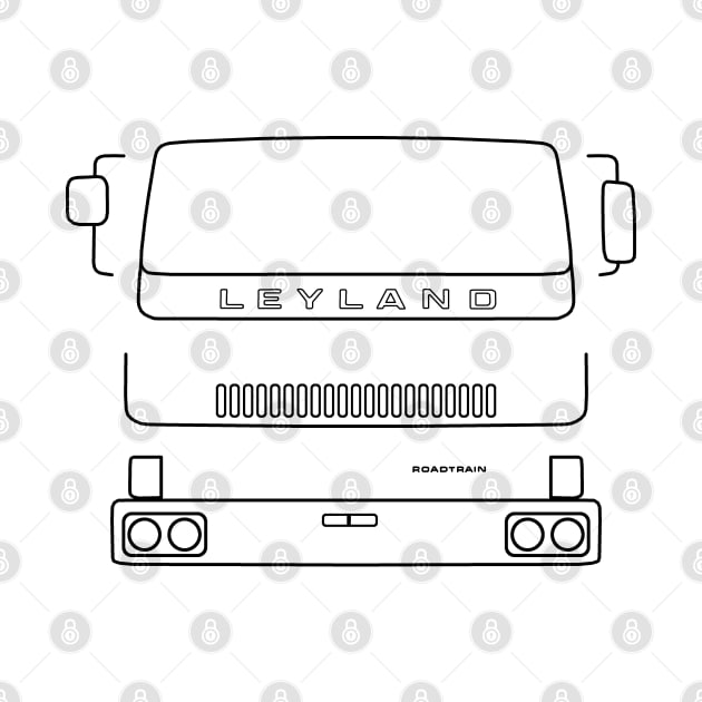 Leyland T45 Roadtrain 1980s classic truck outline graphic (black) by soitwouldseem