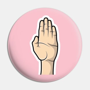 Counting People Hand Sticker vector illustration. People hand objects icon concept. Open palm showing number five sticker design logo. Pin