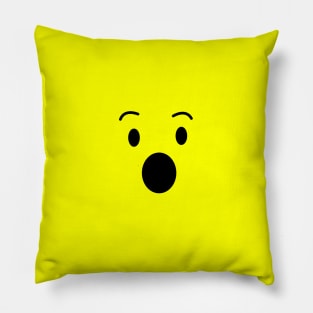 Cute Funny Wow Smiley Face Line Art Yellow Emoji Pillow