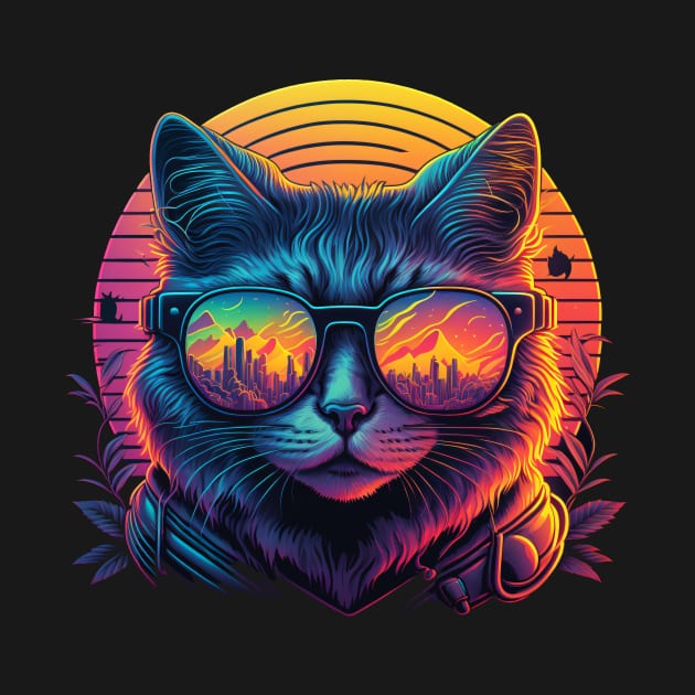 Retrowave Cat by MitchLudwig