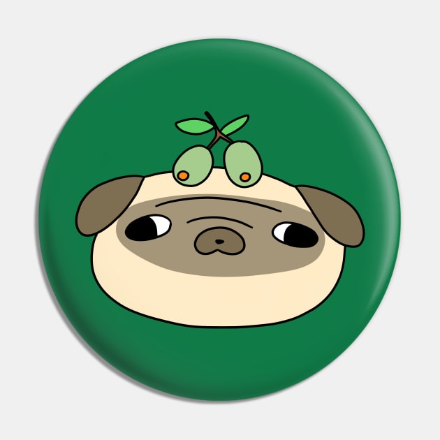 Olive Pug Face Pin by saradaboru