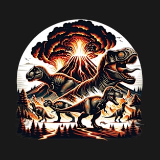 Prehistoric Eruption - Dino Escape Funny T-Shirt