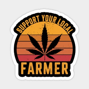 Support Your Local Farmer Marijuana Hemp Cannabis Retro Sunset Design Magnet