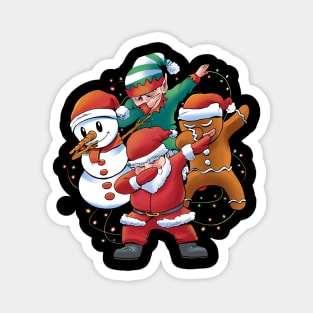 Dabbing Santa Claus snowman and other Christmas  characters and lights Magnet