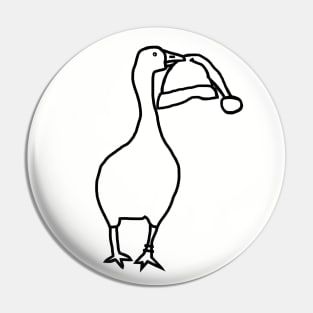 Gaming Goose Steals Christmas Santa Hat Line Drawing Pin