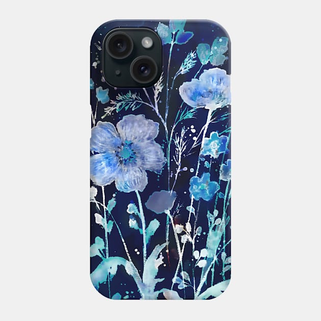 Blue Cyanotype floral Phone Case by redwitchart