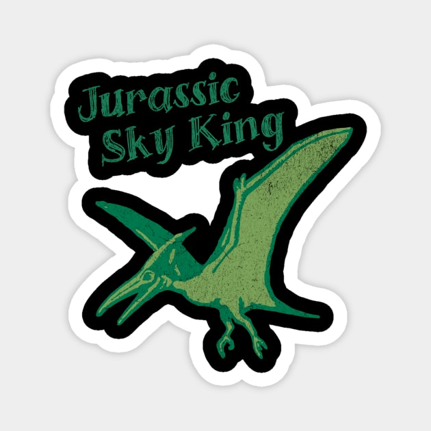 Jurassic Sky King Pterodactyl Art – Retro Dinosaur Graphic Print Magnet by DonWillisJrArt